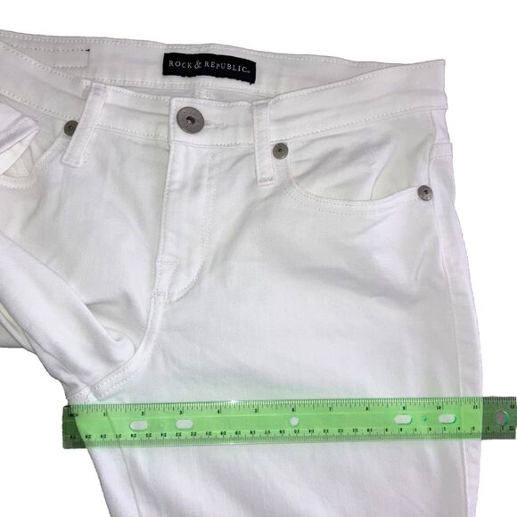 ROCK & REPUBLIC sz 10 M BERLIN SKINNY White Cotton Denim Stretch Jeans Mid Rise - Picture 4 of 6